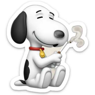 Snoopy ingaling a ciggy sticker