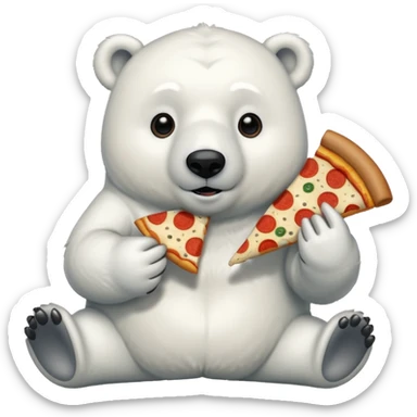 polar bear with pizza wearing coat sticker