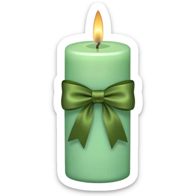 mint candle, with brown bow sticker