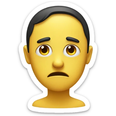 yellow sad face with black hair covering one eye sticker