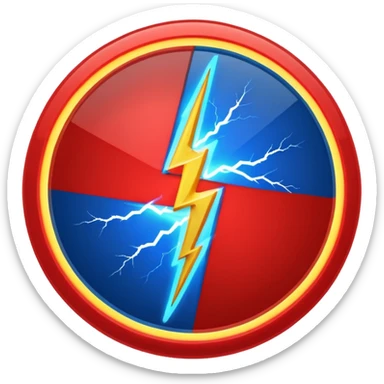 Red and blue lightening in a circle shape with effects sticker