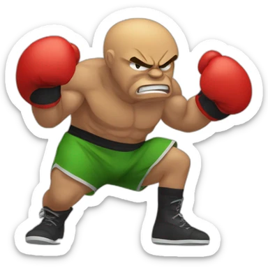 angry weak fighter with boxing gloves sticker