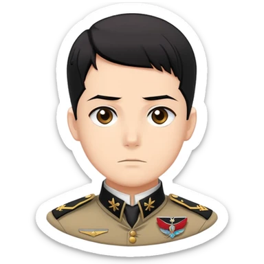 Levi Ackerman from Attack on Titan, with black undercut hair, serious expression, Scout Regiment uniform with cravat sticker