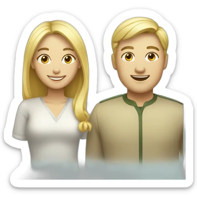blond man and Chinese woman smiling sticker