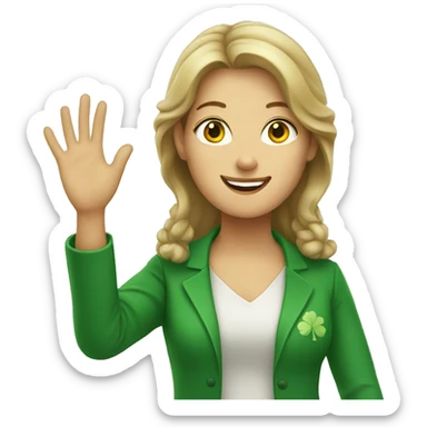 irish woman waving sticker