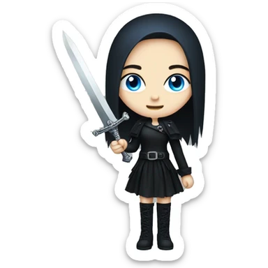 goth girl with blue eyes holding dagger sticker