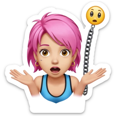 bungee jumping face in action with earrings and pink hair flying away earrings flying away sticker