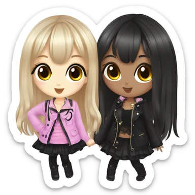 two hime gyaru girls, plus size, goth sticker