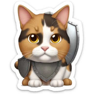Fat calico cat with a shield  sticker