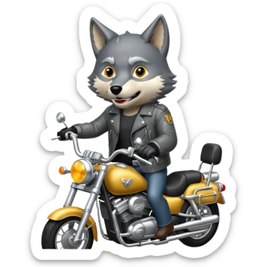 wolf riding a motorcycle  sticker