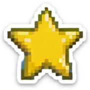 yellow volumetric 4-pointed star, four terminal star sticker