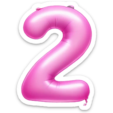 Pink baloon in the shape of number 2 more shiny sticker