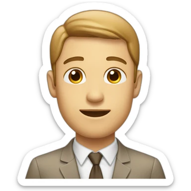 man with small eyes and light brown doing llp salution sticker