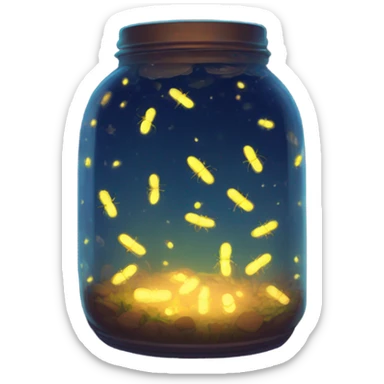 glowing jar filled with glowing fireflies studio ghibli style  sticker