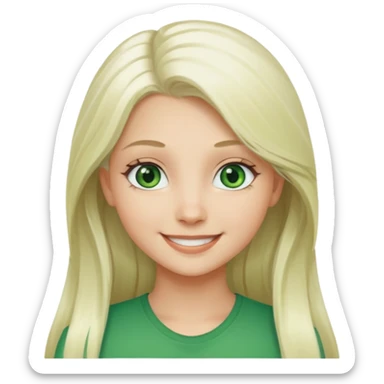 Long platinum blonde hair girl with green eyes  sticker