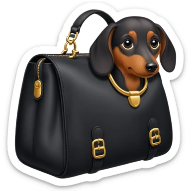 a black bag in the shape of a dachshund sticker