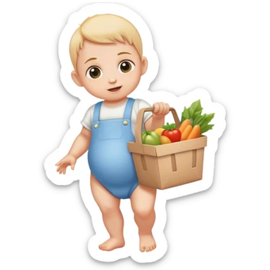 Giant baby delivering groceries  sticker