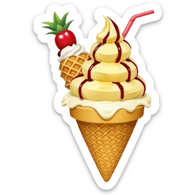 Pineapple ice cream sundae sticker