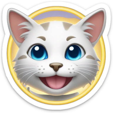 Smiling cat face with halo above it sticker