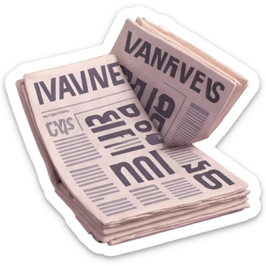 Vavinews logo with folded newspaper sticker