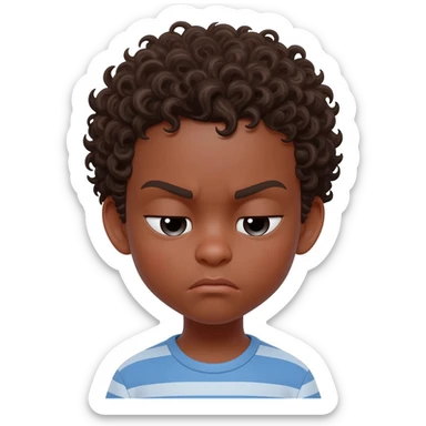 confused puzzled black boy curly hair sticker