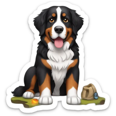 bernese mountain dog camping sticker