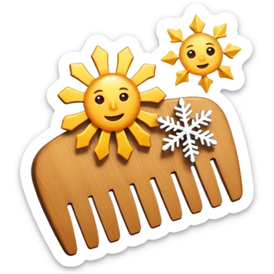 comb with a small sun and snowflake nearby sticker
