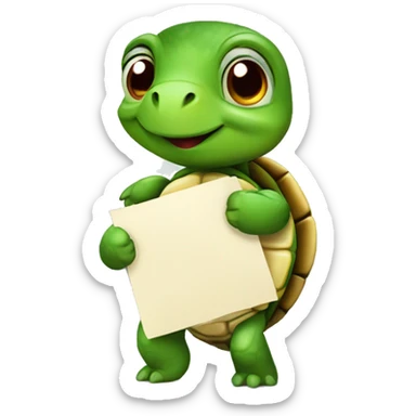 A cute little turtle with a marked to-do list sticker