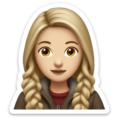 White girl with long hair brown with winter clothes sticker