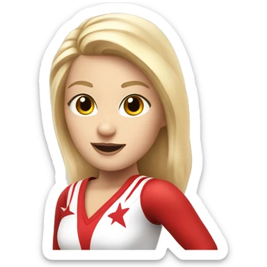 White Cheerleader with Blonde Hair in a red and White Cheerleading Uniform  sticker