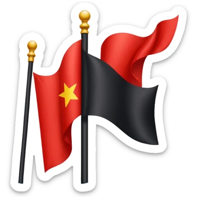 drapeau rouge à gauche et drapeau noir à droite sticker