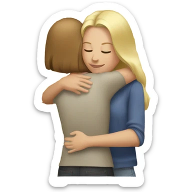 The woman blonde hugs the girl with brown hair  sticker