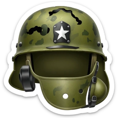 military helmet in camouflage ww2 sticker