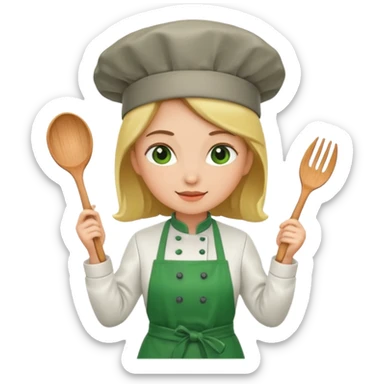 she chef with green apron sticker