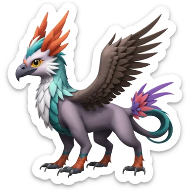 Palkia-Noivern-Nargacuga-Silvally-Gryphon-Griffin-Griffon-Hippogriff-fusion-hybrid-animal-creature  with long ears  sticker