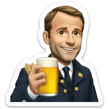Macron qui boit une bière sticker