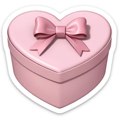 pale pink heart box, pale pink bow, filled with chocolates inside sticker