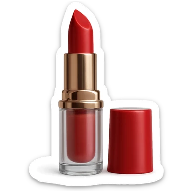 Edit this image to a realistic lipstick emoji with a transparent case in a photorealistic style. Remove the background completely. sticker