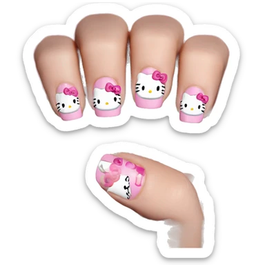 Hello kitty nails on hands sticker