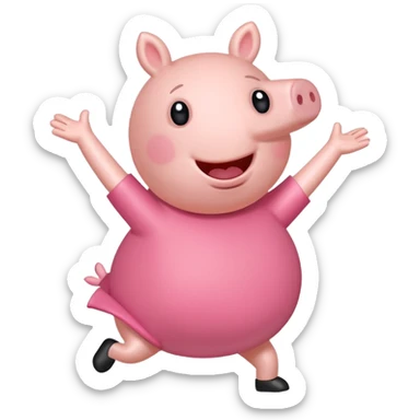 Peppa Pig with arms swinging, Griddy dance sticker