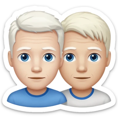 Two guys, the first one is an albino with blue eyes and white hair, the second one is a brunette with brown eyes. sticker