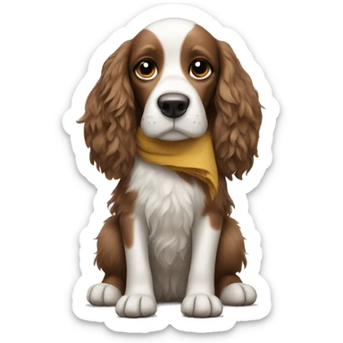 spaniel with a rag in paws sticker