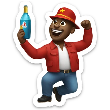 communist with bottle in hand dancing sticker