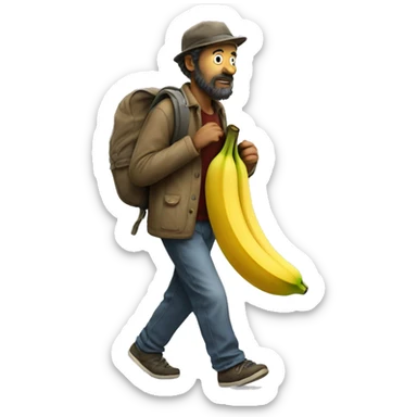 hobo walking a banana sticker