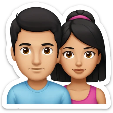 create a tanned boy with black hair and a bit of a mustache and a black haired Latina girl sticker