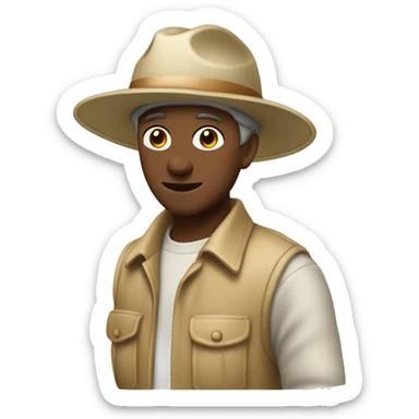gardener pith helmet beige jacket hazel sticker