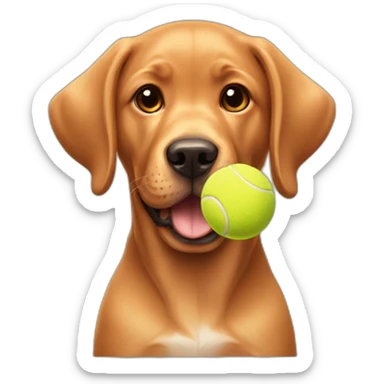 Puppy Red labrador holding a tennis ball on his mouth sticker