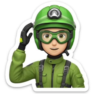 dirtbike rider in green gear scratching head sticker