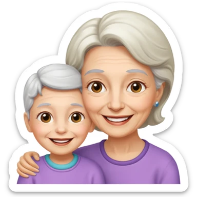 Silueta de anciana e hija sticker