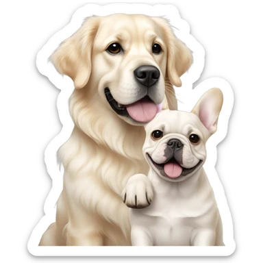 English cream golden retriever and an oreo colored frenchie as best friends sticker